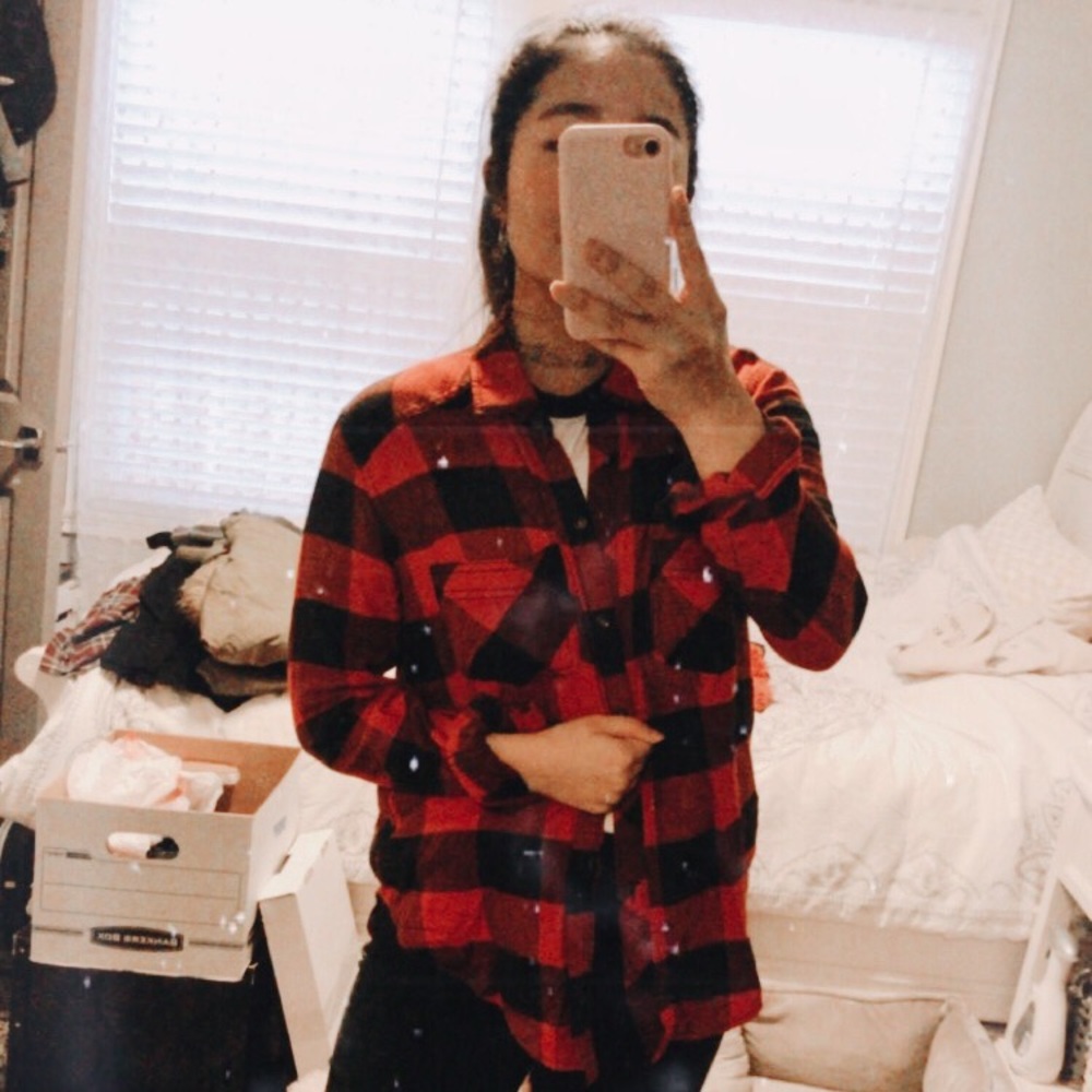 abercrombie & fitch benni red & black flannel